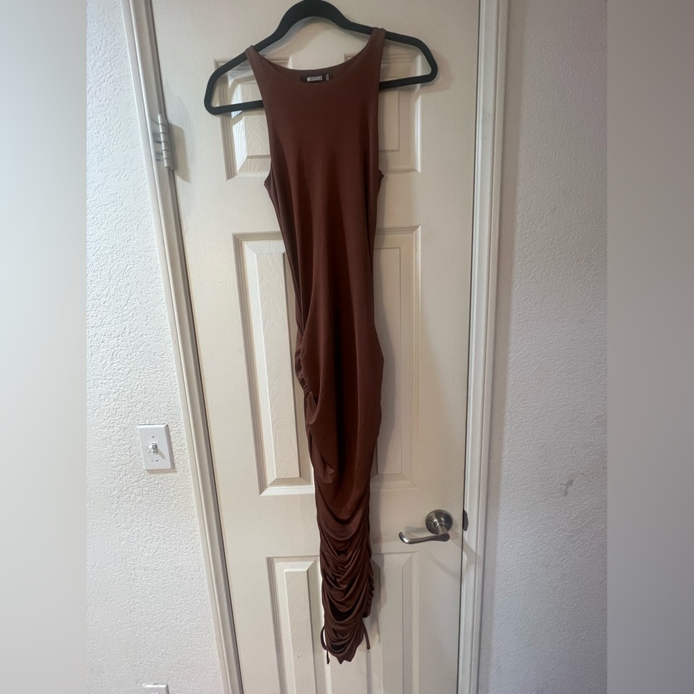 Miss guided brown stretchy dress